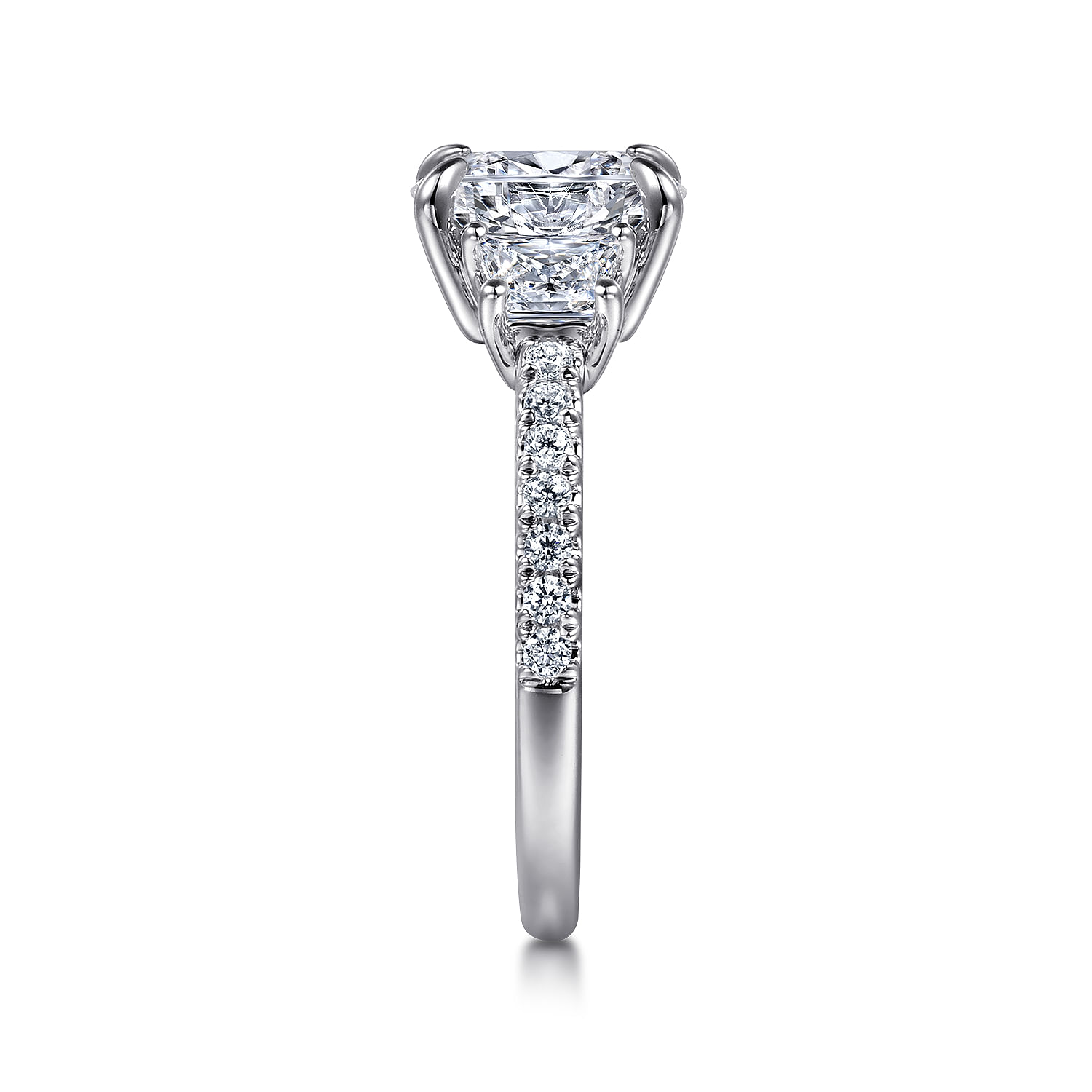 Euphoria - 14K White Gold Oval Three Stone Diamond Engagement Ring - 0.6 ct - Shot 5