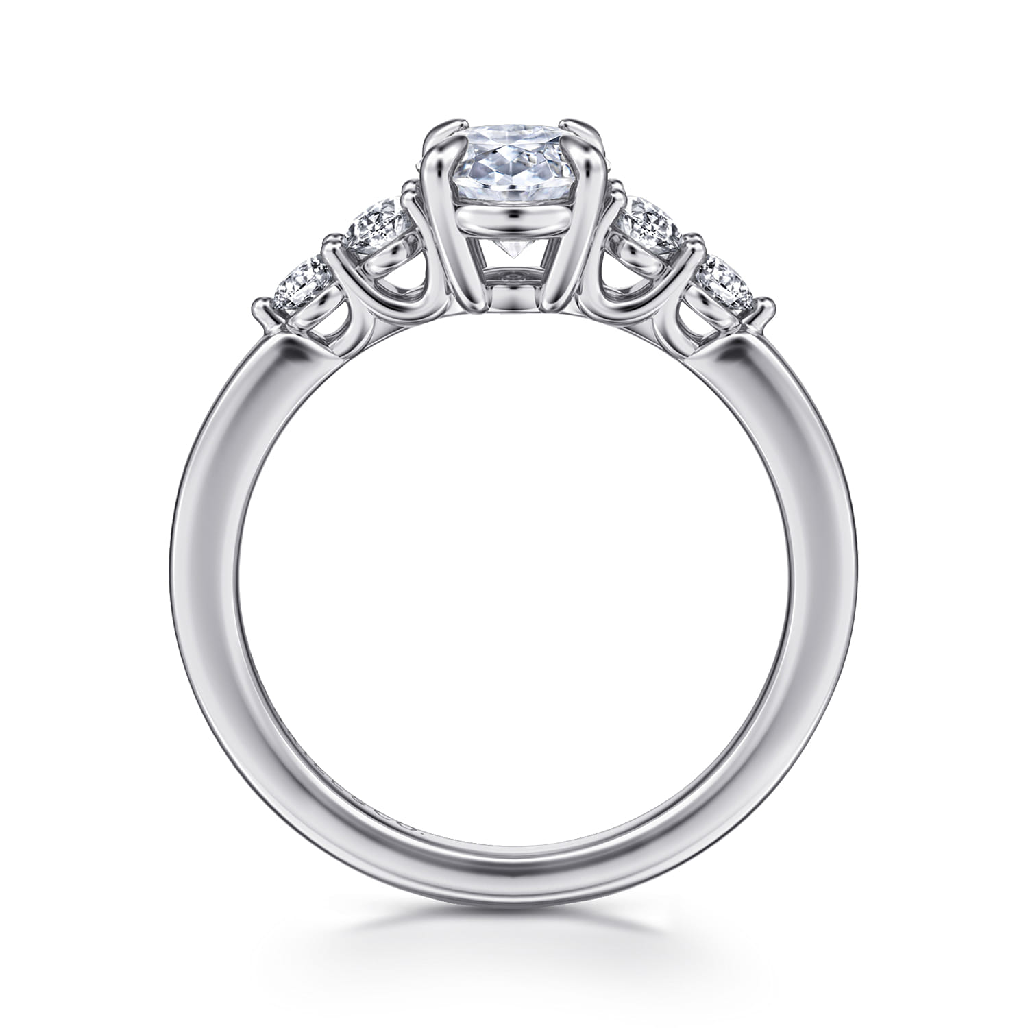 Wave - 14K White Gold Oval Diamond Engagement Ring - 0.4 ct - Shot 2