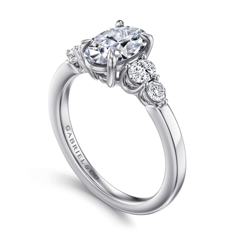 Wave - 14K White Gold Oval Diamond Engagement Ring - 0.4 ct - Shot 3
