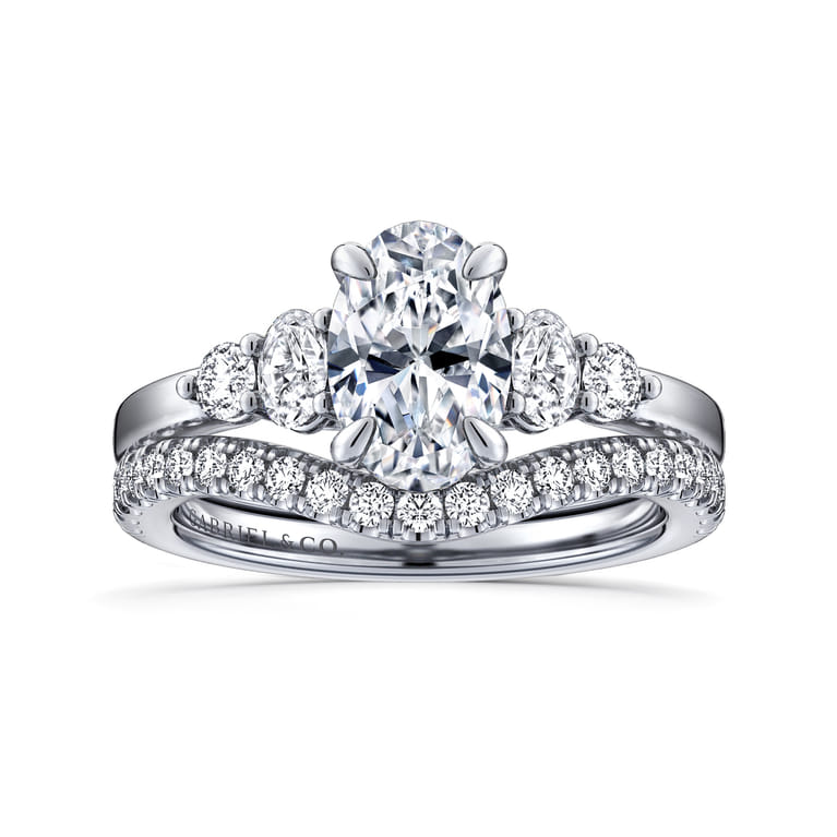 Wave - 14K White Gold Oval Diamond Engagement Ring - 0.4 ct - Shot 4