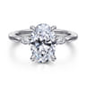 Dela - 14K White Gold Three Stone Oval Diamond Engagement Ring - 0.17 ct