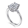 Dela - 14K White Gold Three Stone Oval Diamond Engagement Ring - 0.17 ct