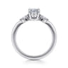 Dela - 14K White Gold Three Stone Oval Diamond Engagement Ring - 0.17 ct
