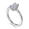 Dela - 14K White Gold Three Stone Oval Diamond Engagement Ring - 0.17 ct