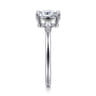 Dela - 14K White Gold Three Stone Oval Diamond Engagement Ring - 0.17 ct