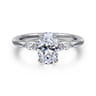 Dela - 14K White Gold Oval Three Stone Diamond Engagement Ring - 0.17 ct