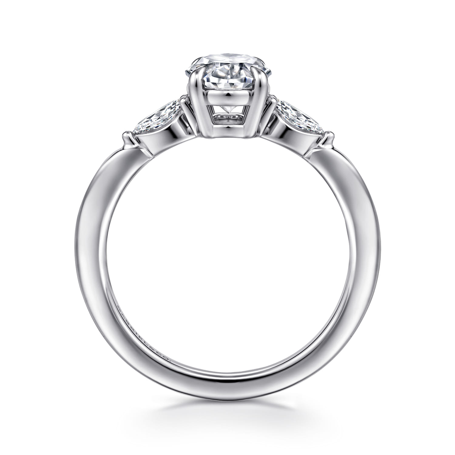 Dela - 14K White Gold Oval Three Stone Diamond Engagement Ring - 0.17 ct - Shot 2