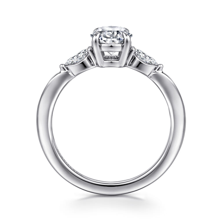 Dela - 14K White Gold Oval Three Stone Diamond Engagement Ring - 0.17 ct - Shot 2