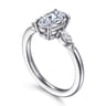 Dela - 14K White Gold Oval Three Stone Diamond Engagement Ring - 0.17 ct