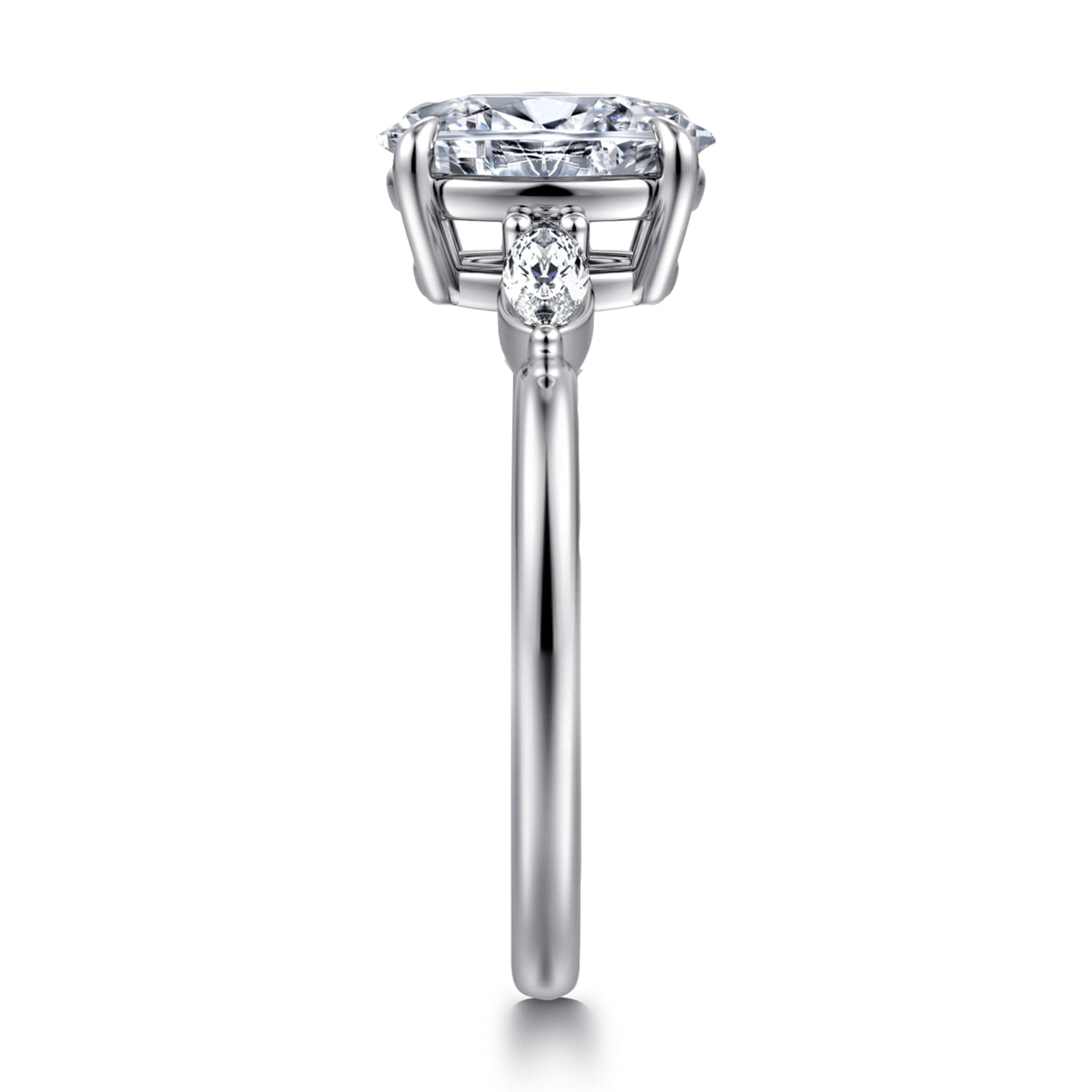Dela - 14K White Gold Oval Three Stone Diamond Engagement Ring - 0.17 ct - Shot 4