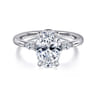 Dela - 14K White Gold Oval Three Stone Diamond Engagement Ring - 0.17 ct