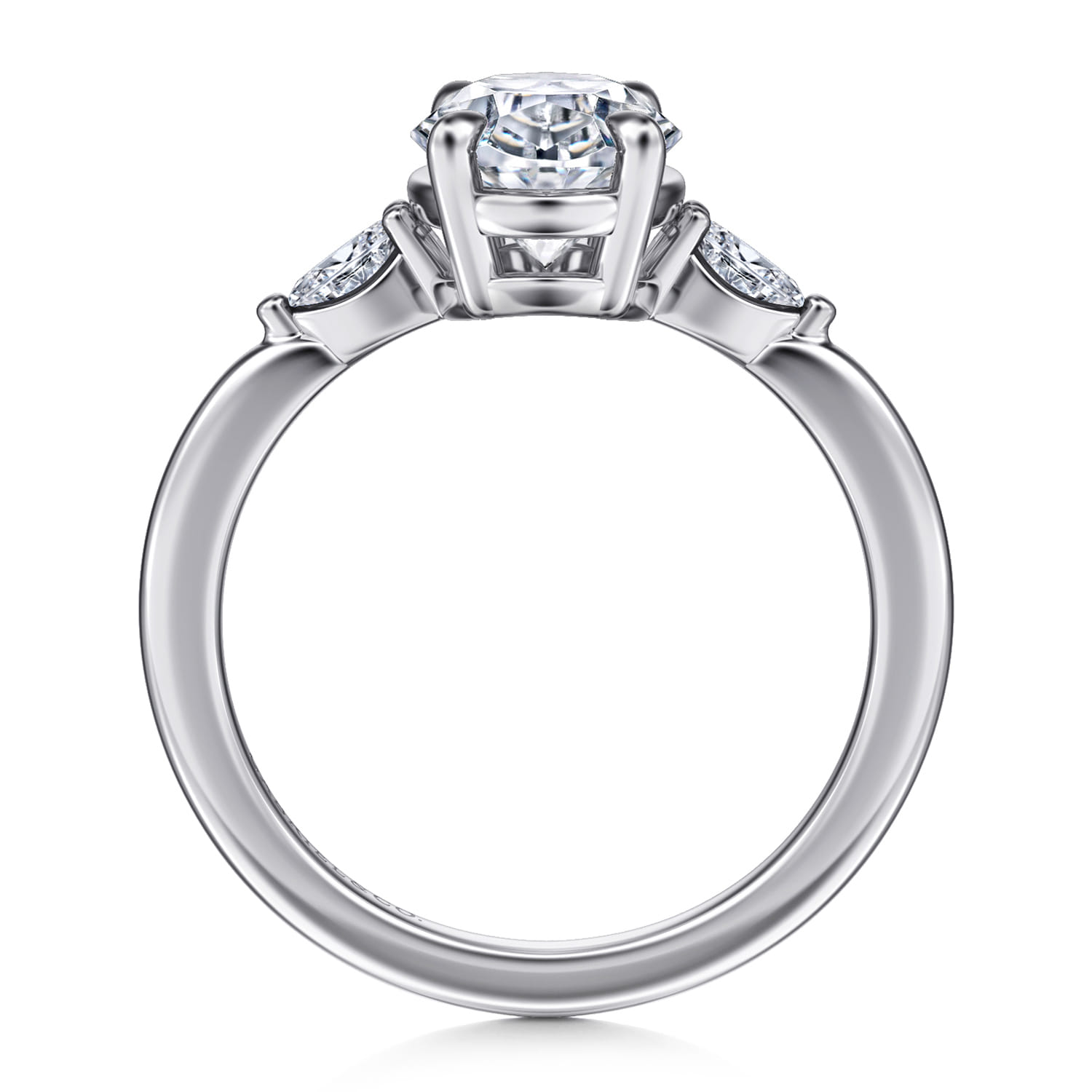 Dela - 14K White Gold Oval Three Stone Diamond Engagement Ring - 0.17 ct - Shot 2