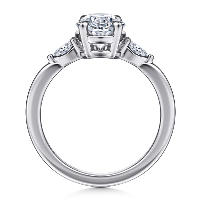 Dela - 14K White Gold Oval Three Stone Diamond Engagement Ring - 0.17 ct - Shot 2