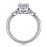 Dela - 14K White Gold Oval Three Stone Diamond Engagement Ring - 0.17 ct