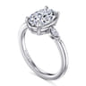 Dela - 14K White Gold Oval Three Stone Diamond Engagement Ring - 0.17 ct
