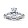 Dela - 14K White Gold Oval Three Stone Diamond Engagement Ring - 0.17 ct