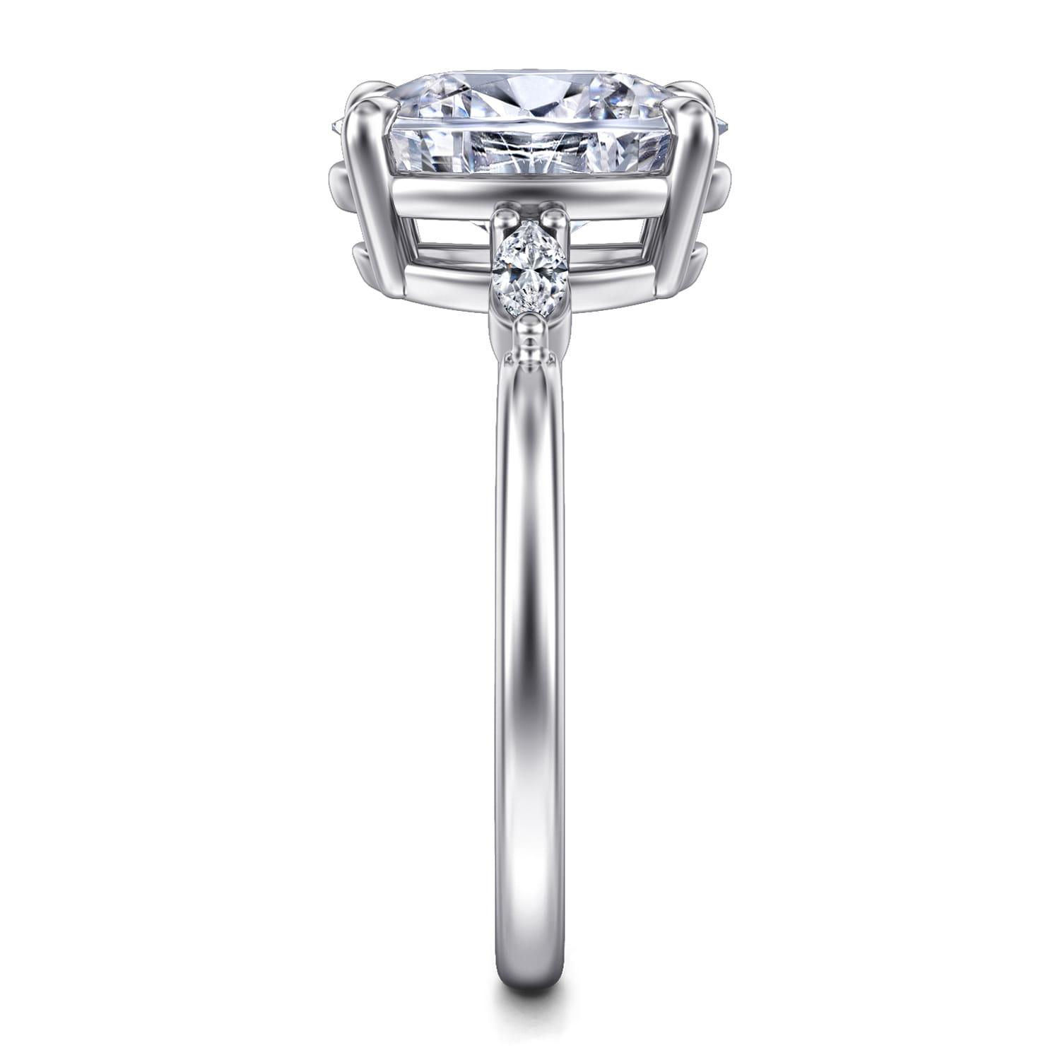Dela - 14K White Gold Oval Three Stone Diamond Engagement Ring - 0.17 ct - Shot 5