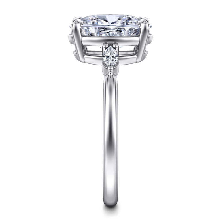 Dela - 14K White Gold Oval Three Stone Diamond Engagement Ring - 0.17 ct - Shot 5