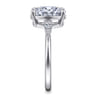 Dela - 14K White Gold Oval Three Stone Diamond Engagement Ring - 0.17 ct