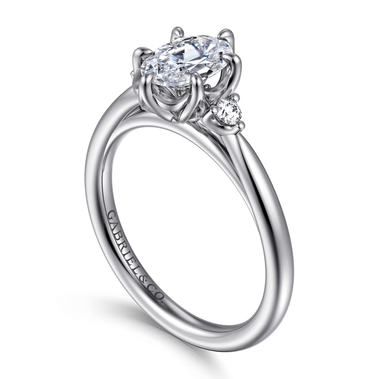 Blaise - 14K White Gold Oval Three Stone Diamond Engagement Ring - 0.08 ct - Shot 3