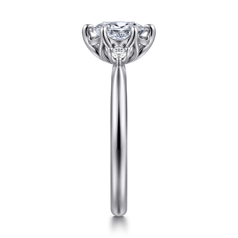 Blaise - 14K White Gold Oval Three Stone Diamond Engagement Ring - 0.08 ct - Shot 4