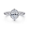 Blaise - 14K White Gold 6 Prong Oval Three Stone Diamond Engagement Ring - 0.08 ct