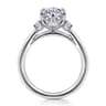 Blaise - 14K White Gold 6 Prong Oval Three Stone Diamond Engagement Ring - 0.08 ct