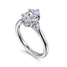 Blaise - 14K White Gold 6 Prong Oval Three Stone Diamond Engagement Ring - 0.08 ct
