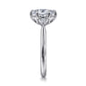 Blaise - 14K White Gold 6 Prong Oval Three Stone Diamond Engagement Ring - 0.08 ct