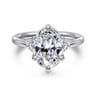 Blaise - 14K White Gold Oval Three Stone Diamond Engagement Ring - 0.08 ct