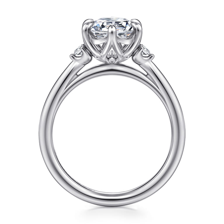 Blaise - 14K White Gold Oval Three Stone Diamond Engagement Ring - 0.08 ct - Shot 2