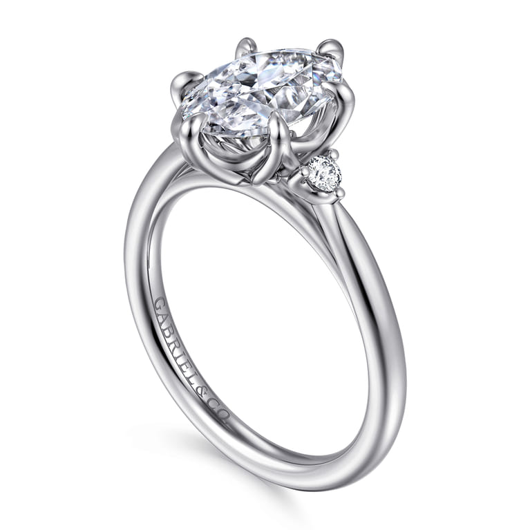 Blaise - 14K White Gold Oval Three Stone Diamond Engagement Ring - 0.08 ct - Shot 3