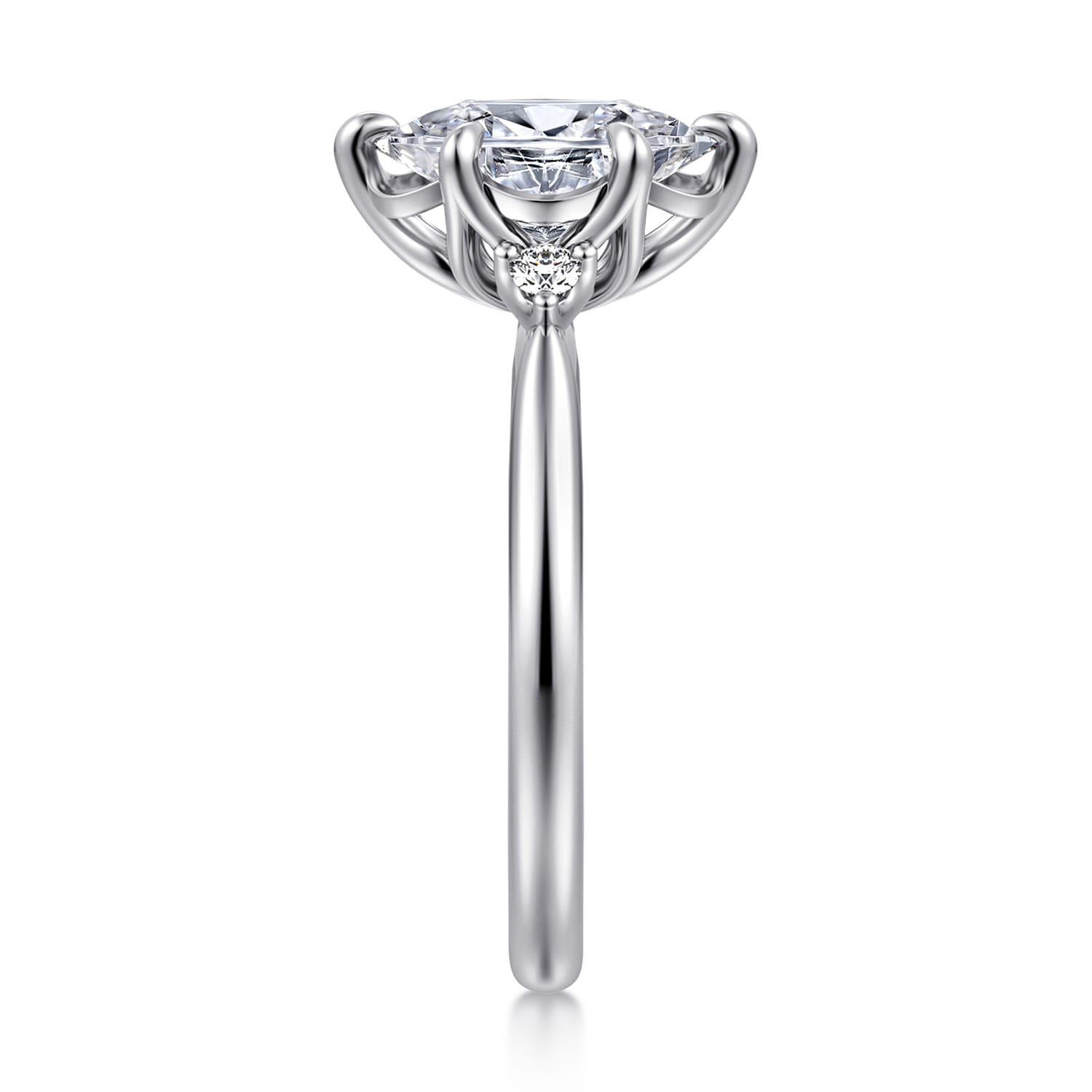 Blaise - 14K White Gold Oval Three Stone Diamond Engagement Ring - 0.08 ct - Shot 4