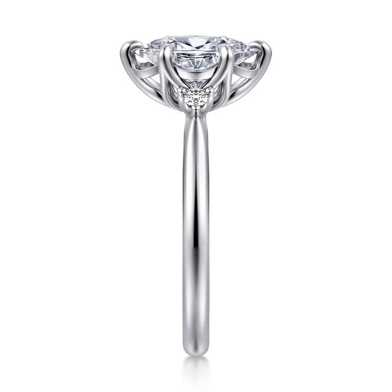 Blaise - 14K White Gold Oval Three Stone Diamond Engagement Ring - 0.08 ct - Shot 4