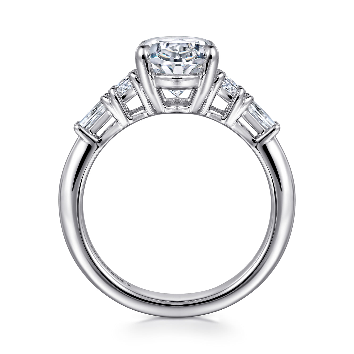Arianna - 14K White Gold Oval Five Stone Diamond Engagement Ring - 0.7 ct - Shot 2