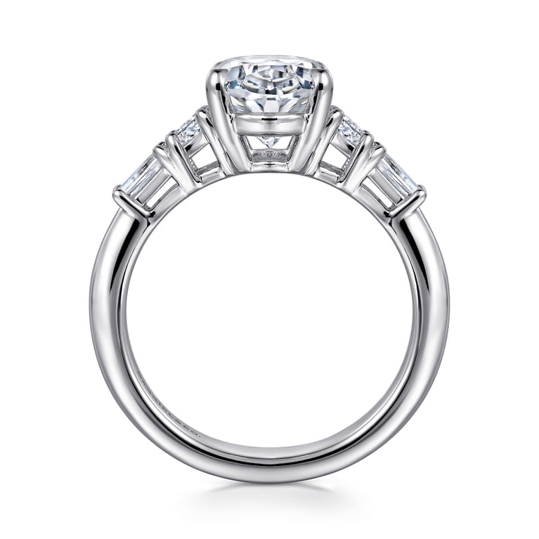 Arianna - 14K White Gold Oval Five Stone Diamond Engagement Ring - 0.7 ct - Shot 2