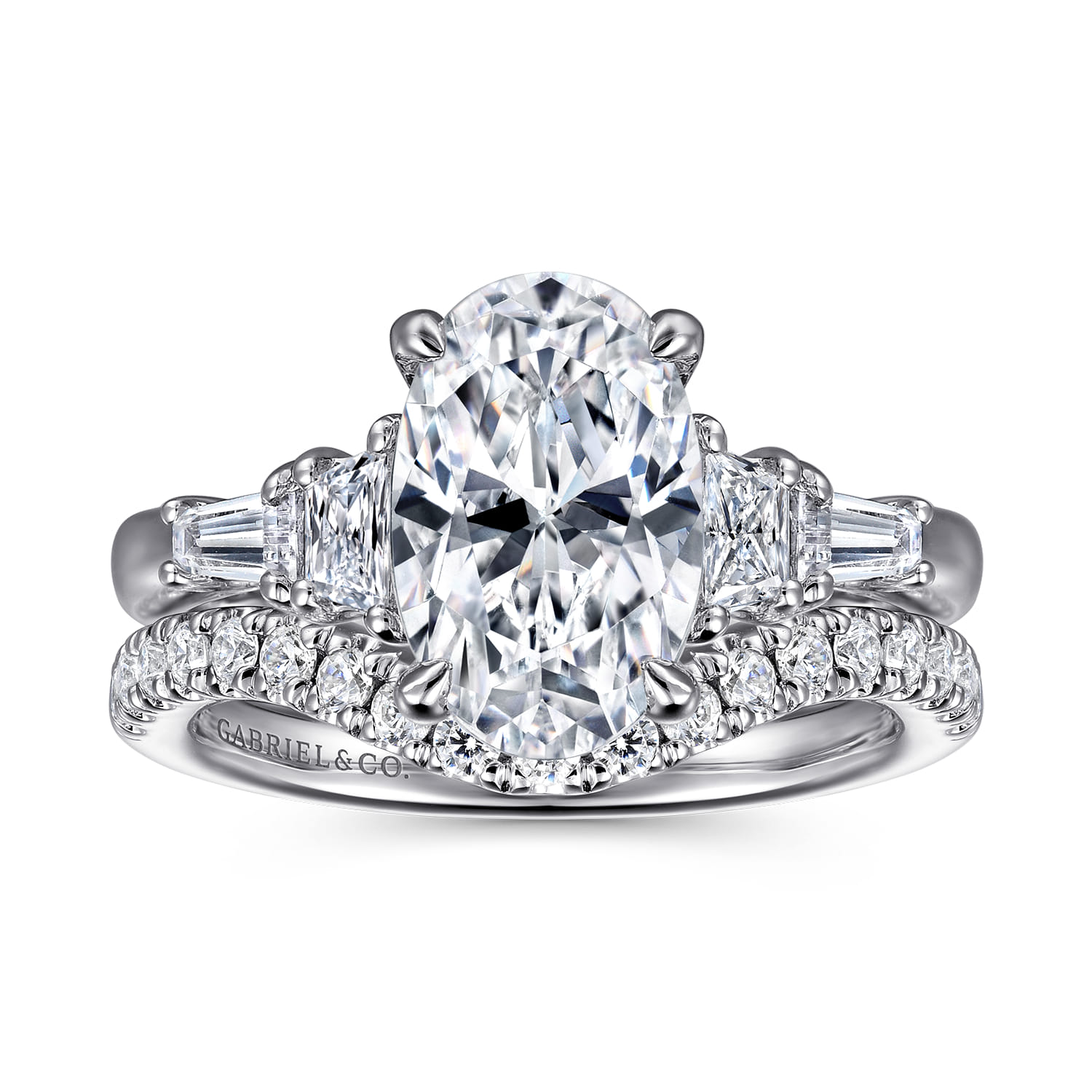 Arianna - 14K White Gold Oval Five Stone Diamond Engagement Ring - 0.7 ct - Shot 4