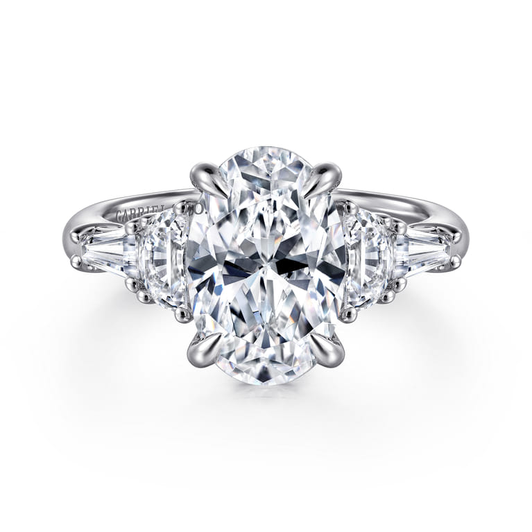 Barbara - 14K White Gold Five Stone Oval Cut Diamond Engagement Ring - 0.84 ct - Shot 1