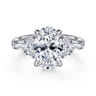 Barbara - 14K White Gold Five Stone Oval Cut Diamond Engagement Ring - 0.84 ct