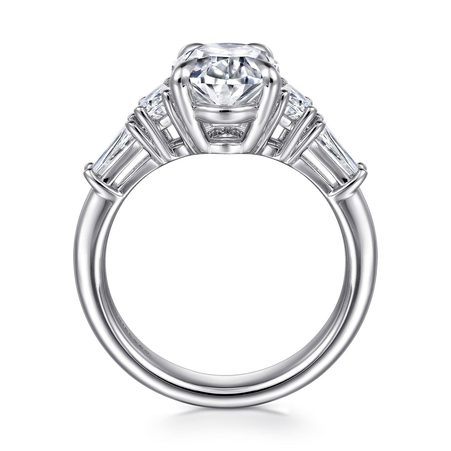 Barbara - 14K White Gold Five Stone Oval Cut Diamond Engagement Ring - 0.84 ct - Shot 2