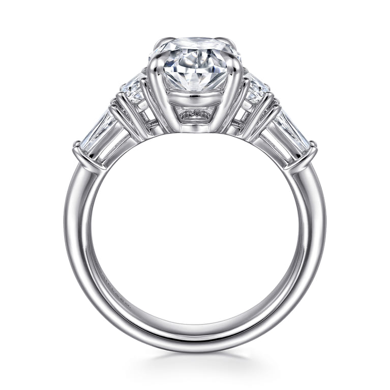 Barbara - 14K White Gold Five Stone Oval Cut Diamond Engagement Ring - 0.84 ct - Shot 2