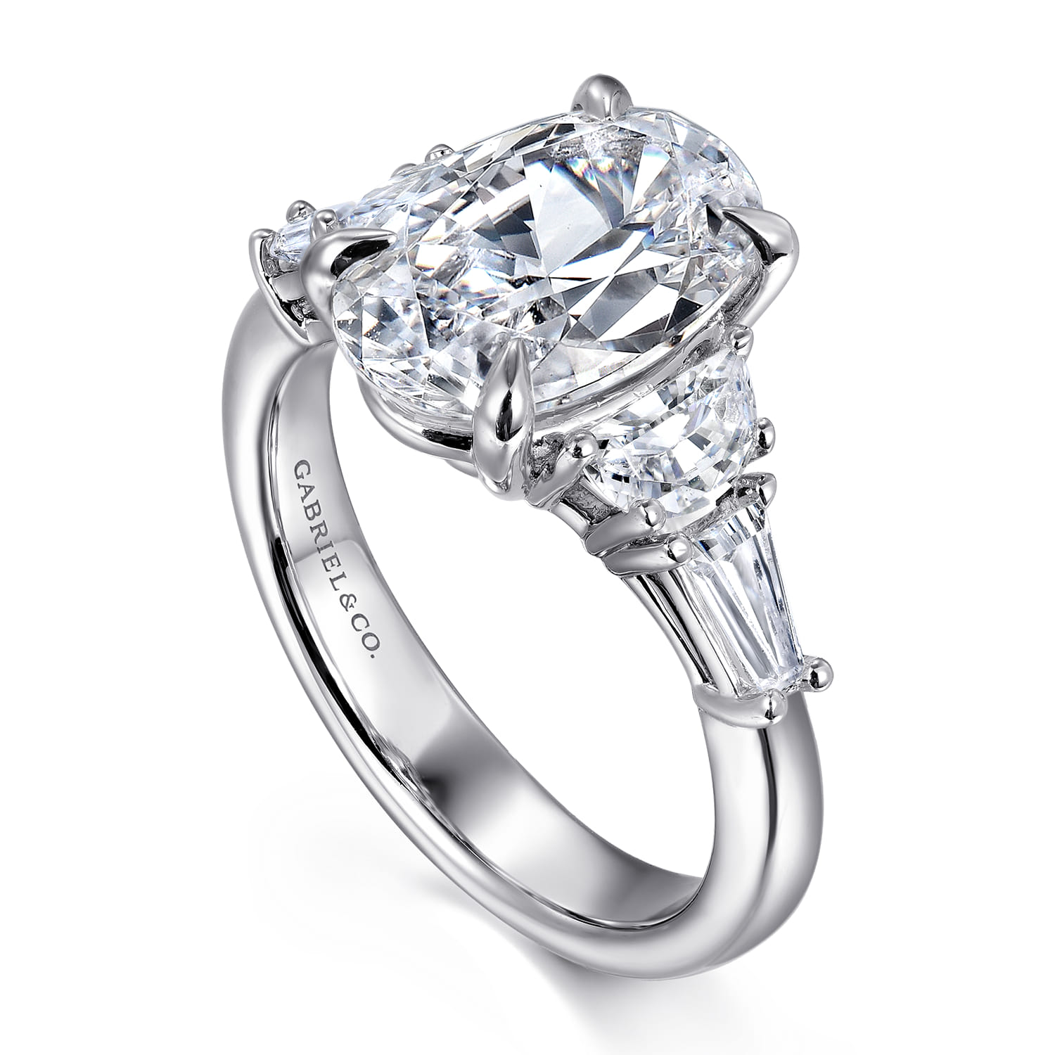 Barbara - 14K White Gold Five Stone Oval Cut Diamond Engagement Ring - 0.84 ct - Shot 3