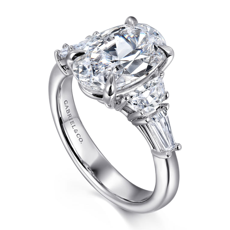 Barbara - 14K White Gold Five Stone Oval Cut Diamond Engagement Ring - 0.84 ct - Shot 3