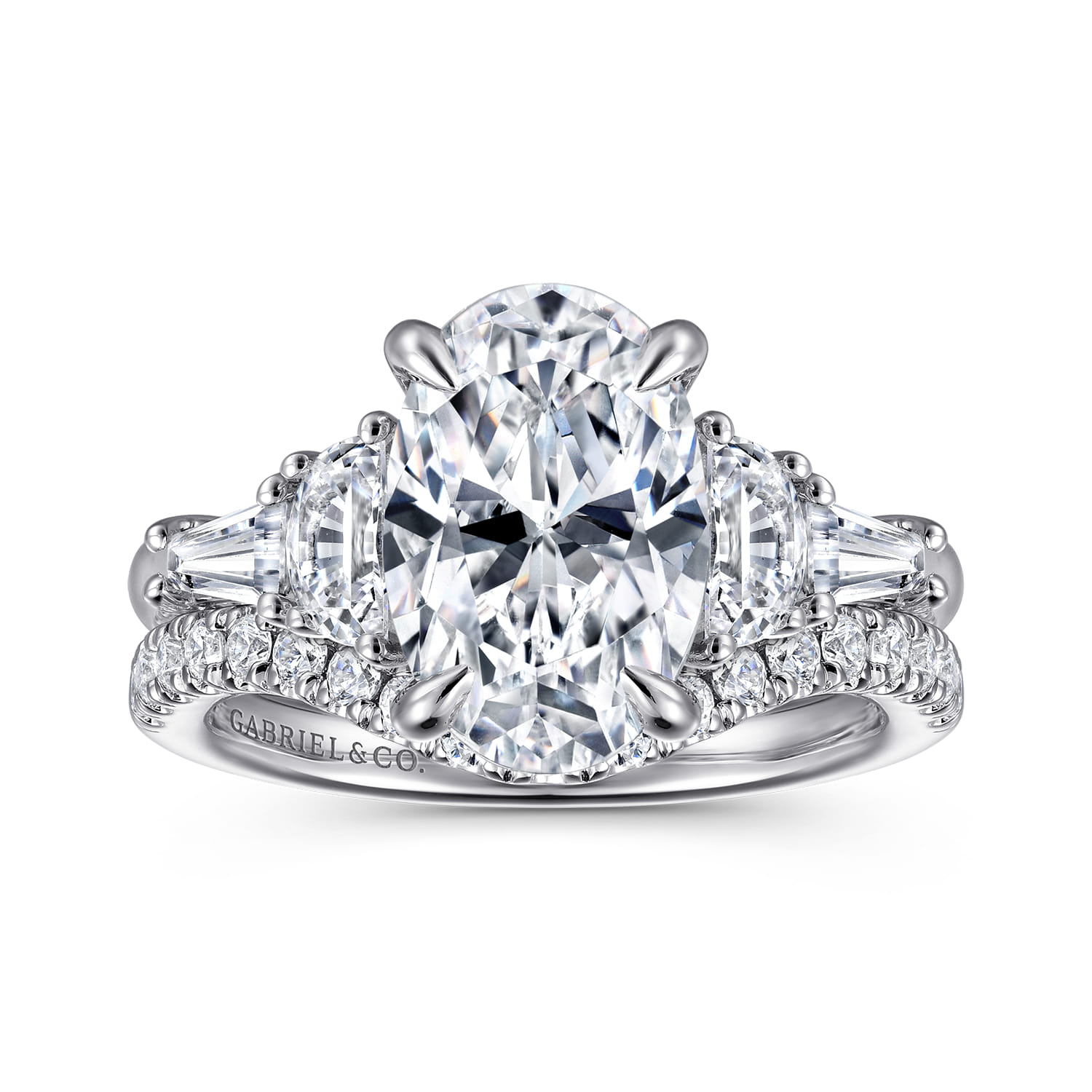 Barbara - 14K White Gold Five Stone Oval Cut Diamond Engagement Ring - 0.84 ct - Shot 4