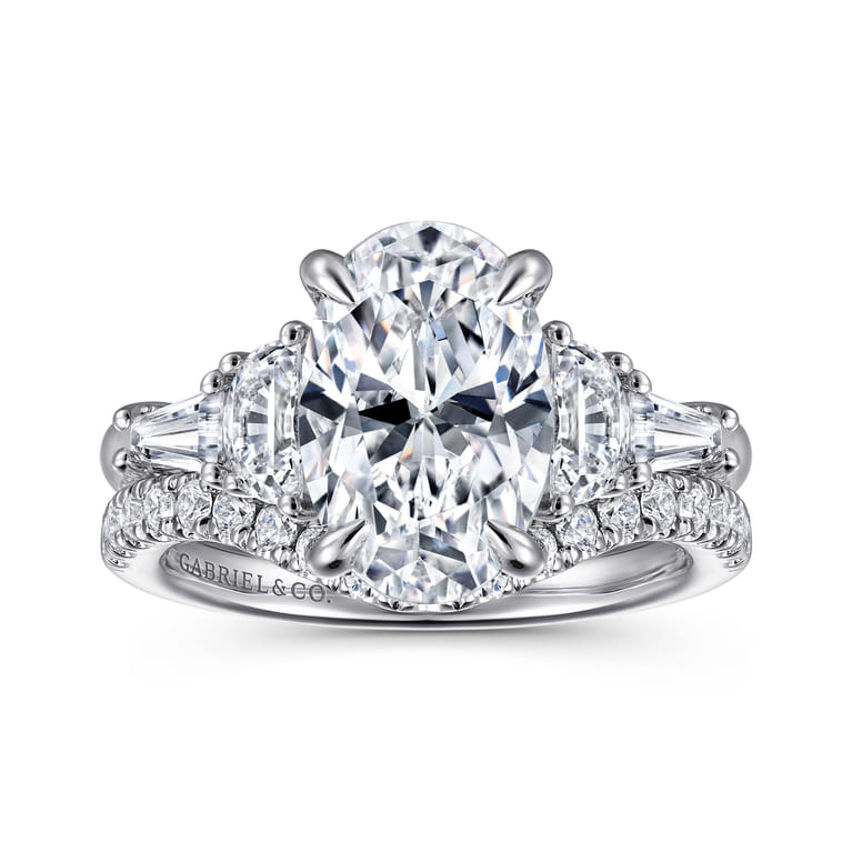 Barbara - 14K White Gold Five Stone Oval Cut Diamond Engagement Ring - 0.84 ct - Shot 4