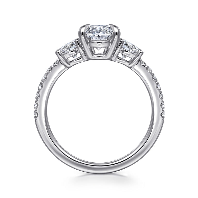 Briellah - 14K White Gold Oval Three Stone Diamond Engagement Ring - 0.8 ct - Shot 2