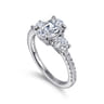 Briellah - 14K White Gold Oval Three Stone Diamond Engagement Ring - 0.8 ct