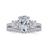 Briellah - 14K White Gold Oval Three Stone Diamond Engagement Ring - 0.8 ct