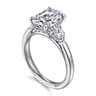 Abbi - 14K White Gold Oval Three Stone Diamond Engagement Ring - 0.55 ct