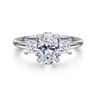 Antonia - 14K White Gold Oval Three Stone Diamond Engagement Ring - 0.5 ct